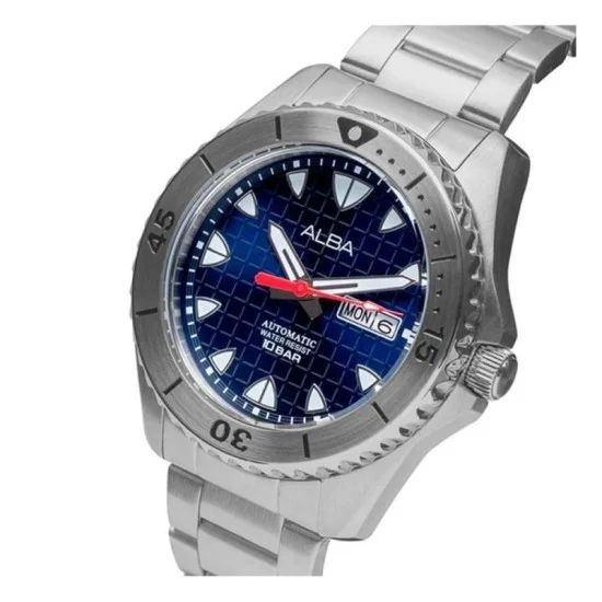 Alba 44.5Mm Active Men's Watch, Analog, Stainless Steel Strap - Silver